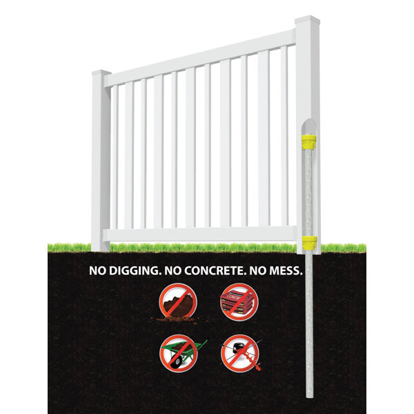 Wam Bam NoDig Fence 4 ft. H x 6 ft. W Sturbridge Yard and Pool Vinyl